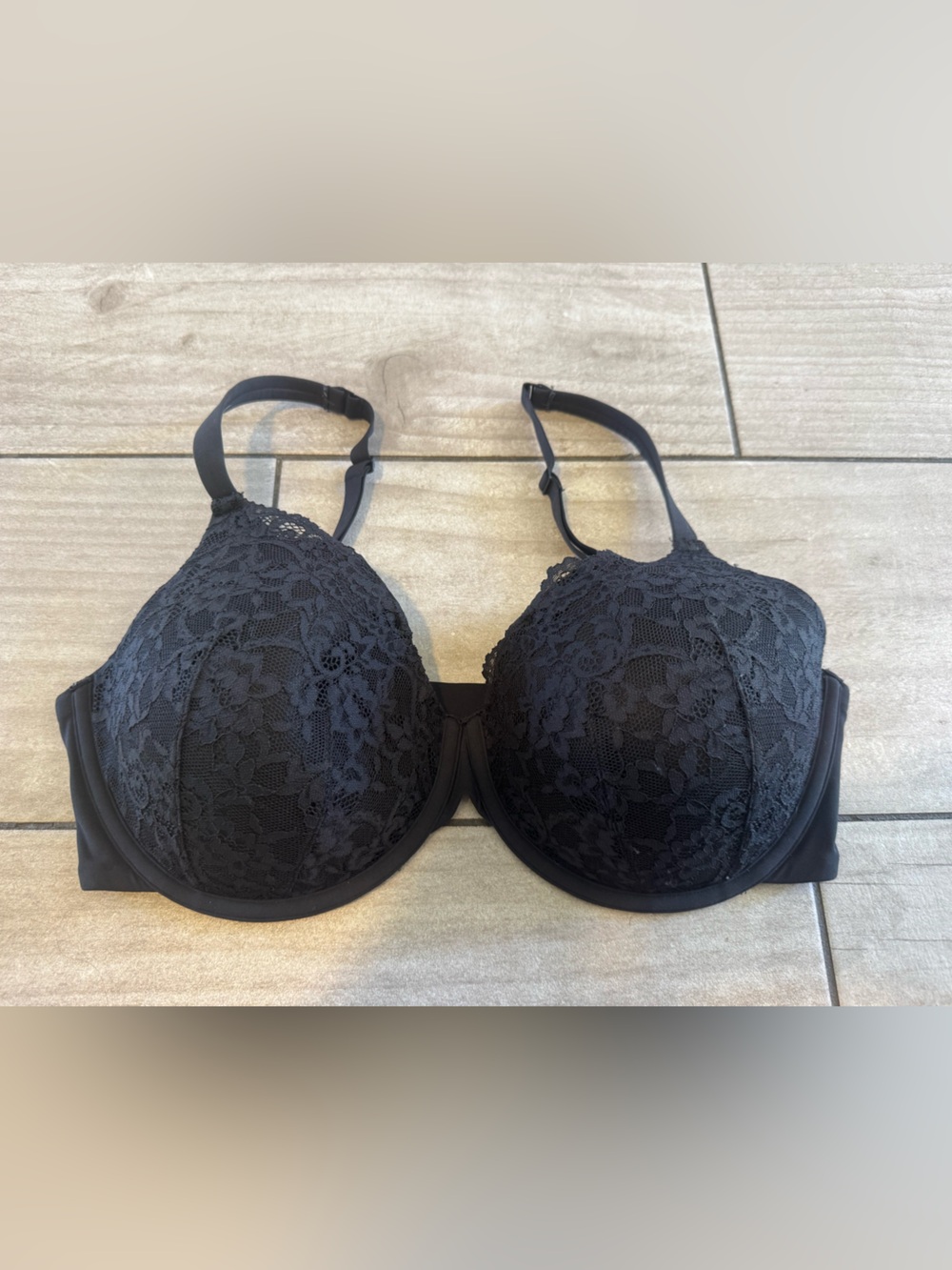 Skims Fits Everybody Lace Bra Stone Black Size 36D Women’s